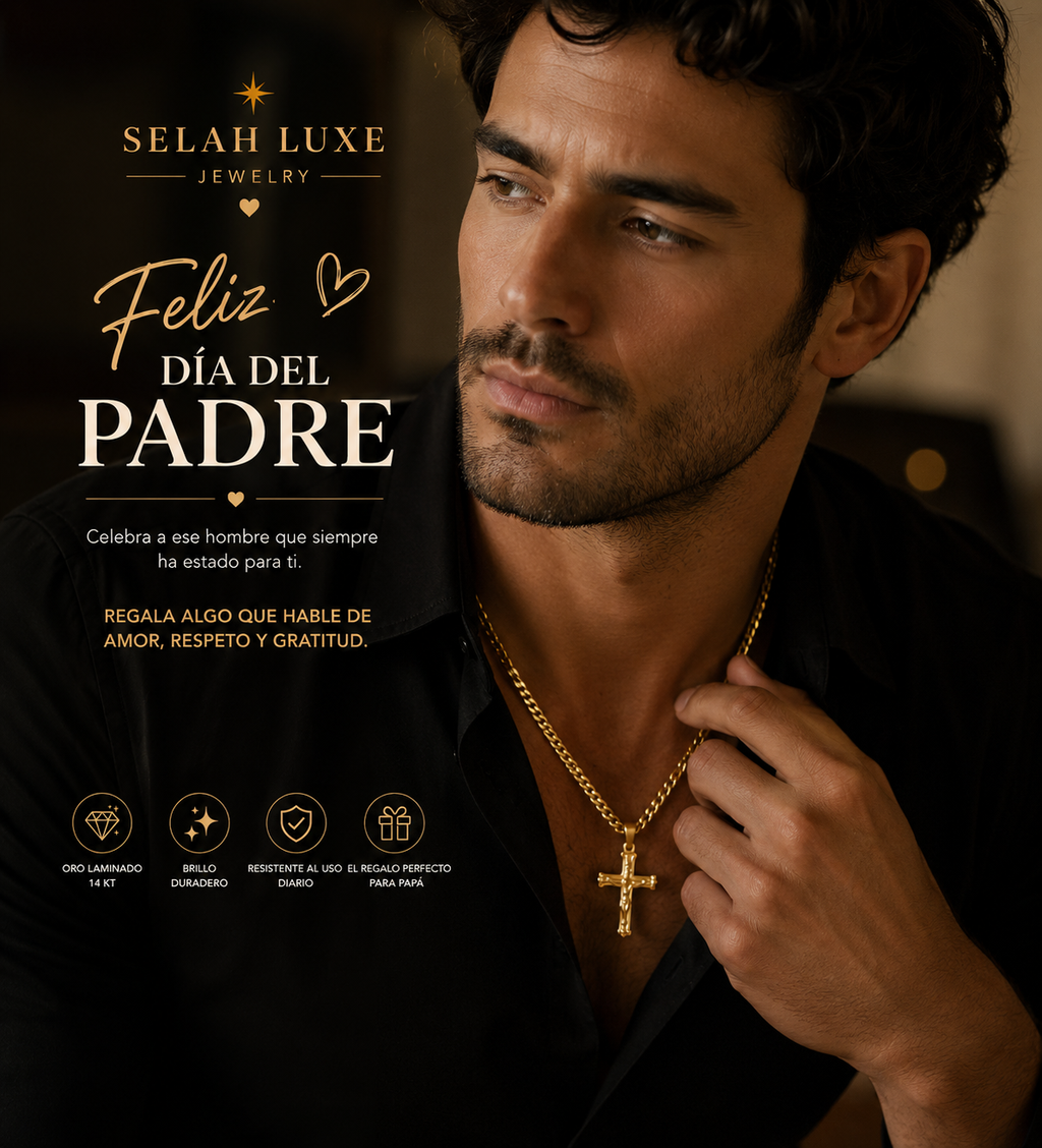 Selah Luxe / 14K Gold-Plated Crucifix Pendant Cuban Link Chain Necklace