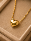 Selah Luxe / 18K Gold-Plated Puffy Heart Pendant Necklace