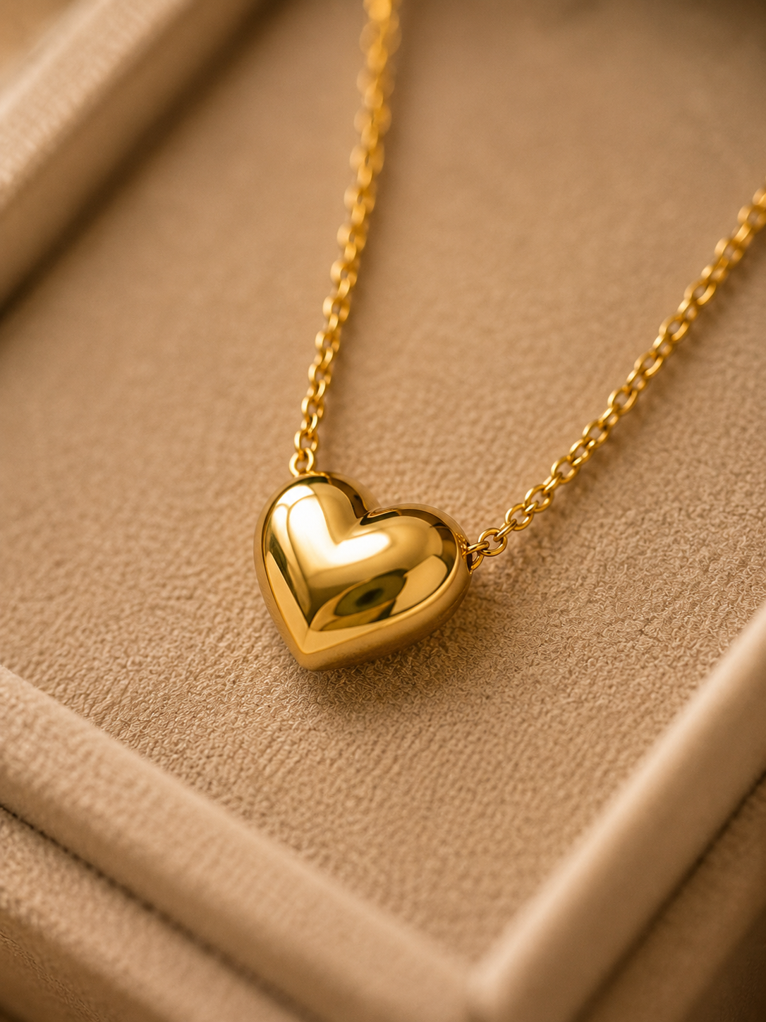Selah Luxe / 18K Gold-Plated Puffy Heart Pendant Necklace