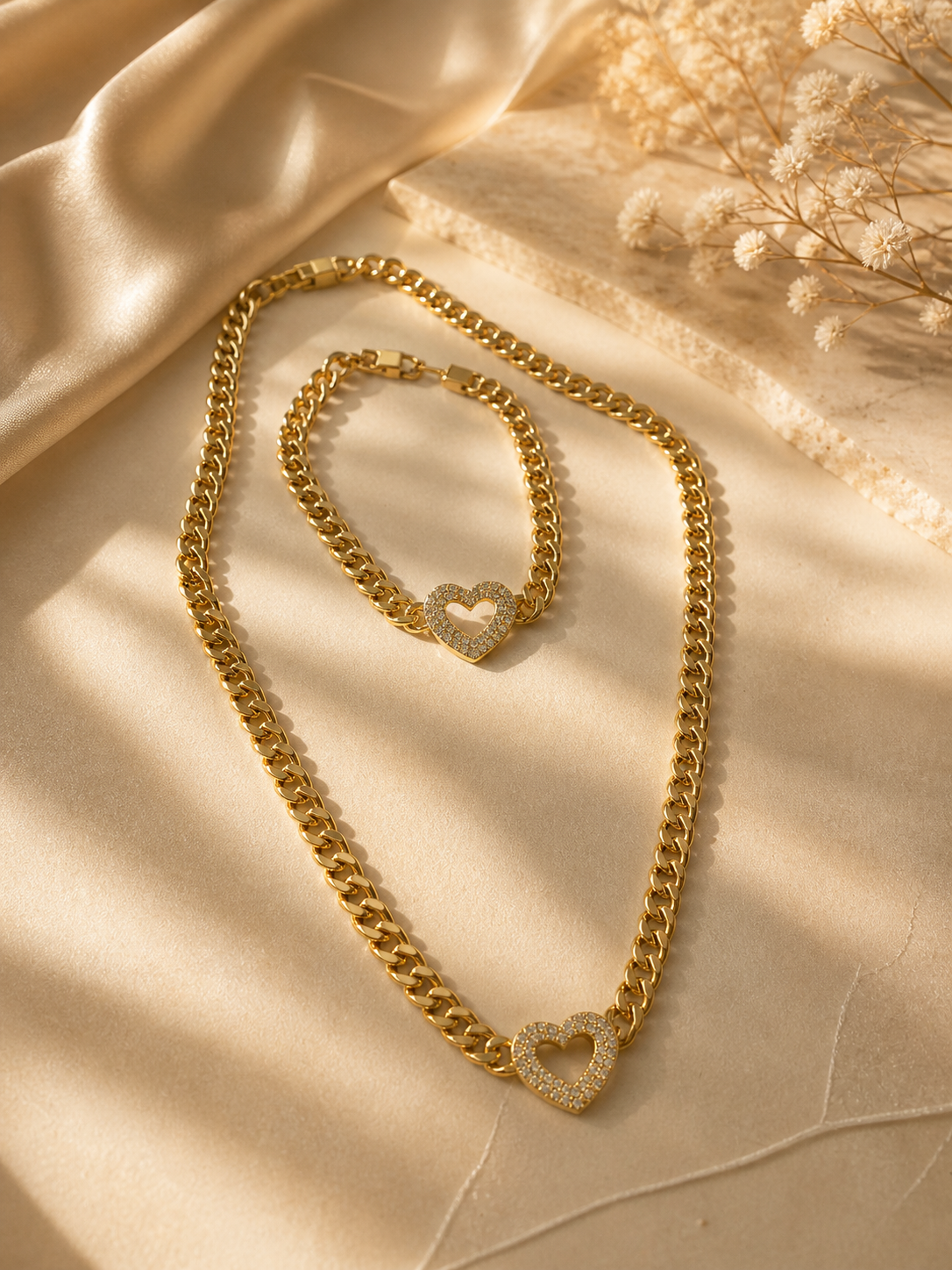 Butterfly Heart Set — Necklace + Bracelet