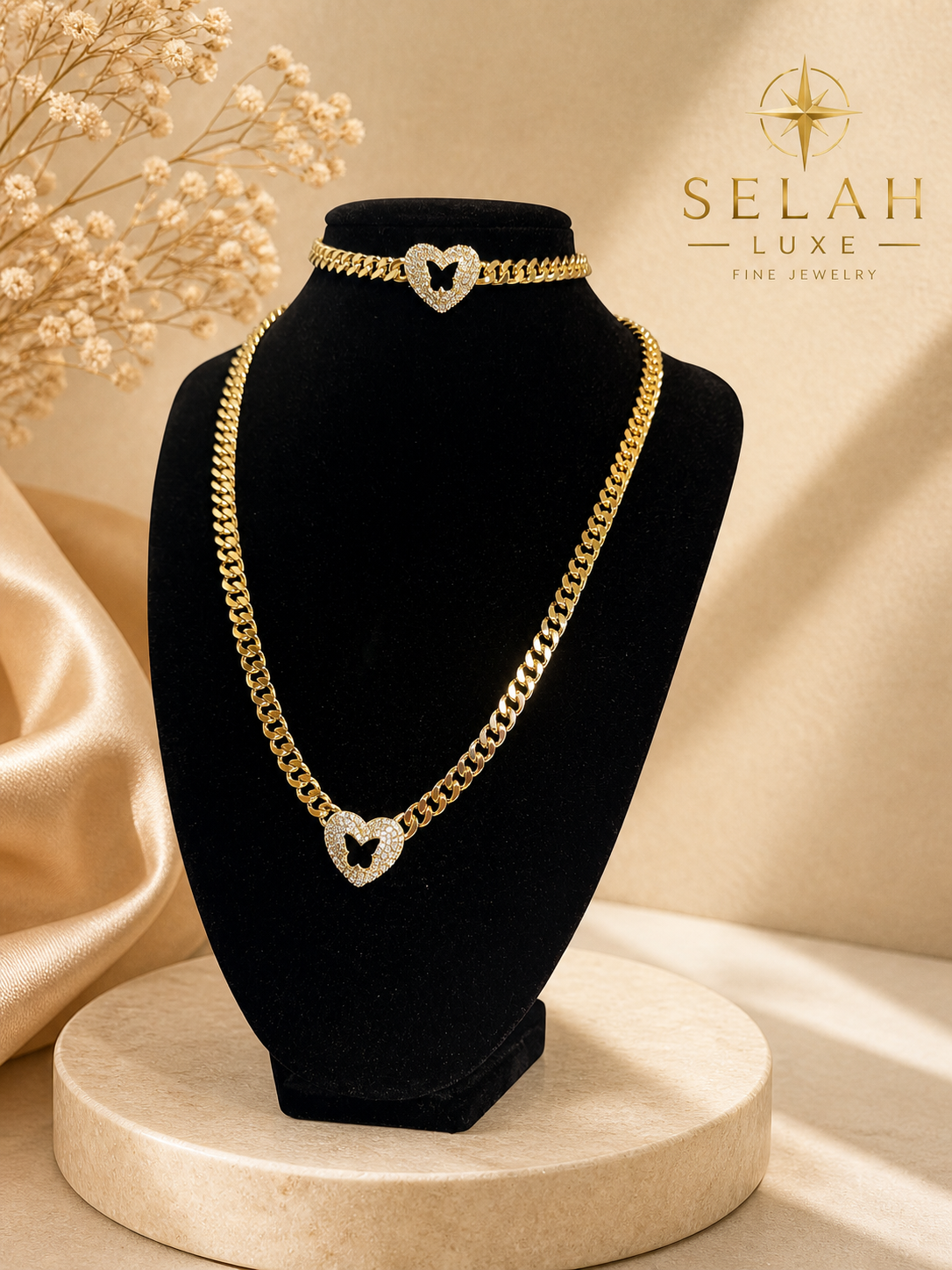 Butterfly Heart Set — Necklace + Bracelet