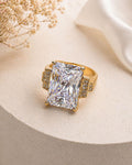 Radiant Emerald Statement Ring - 14k Gold