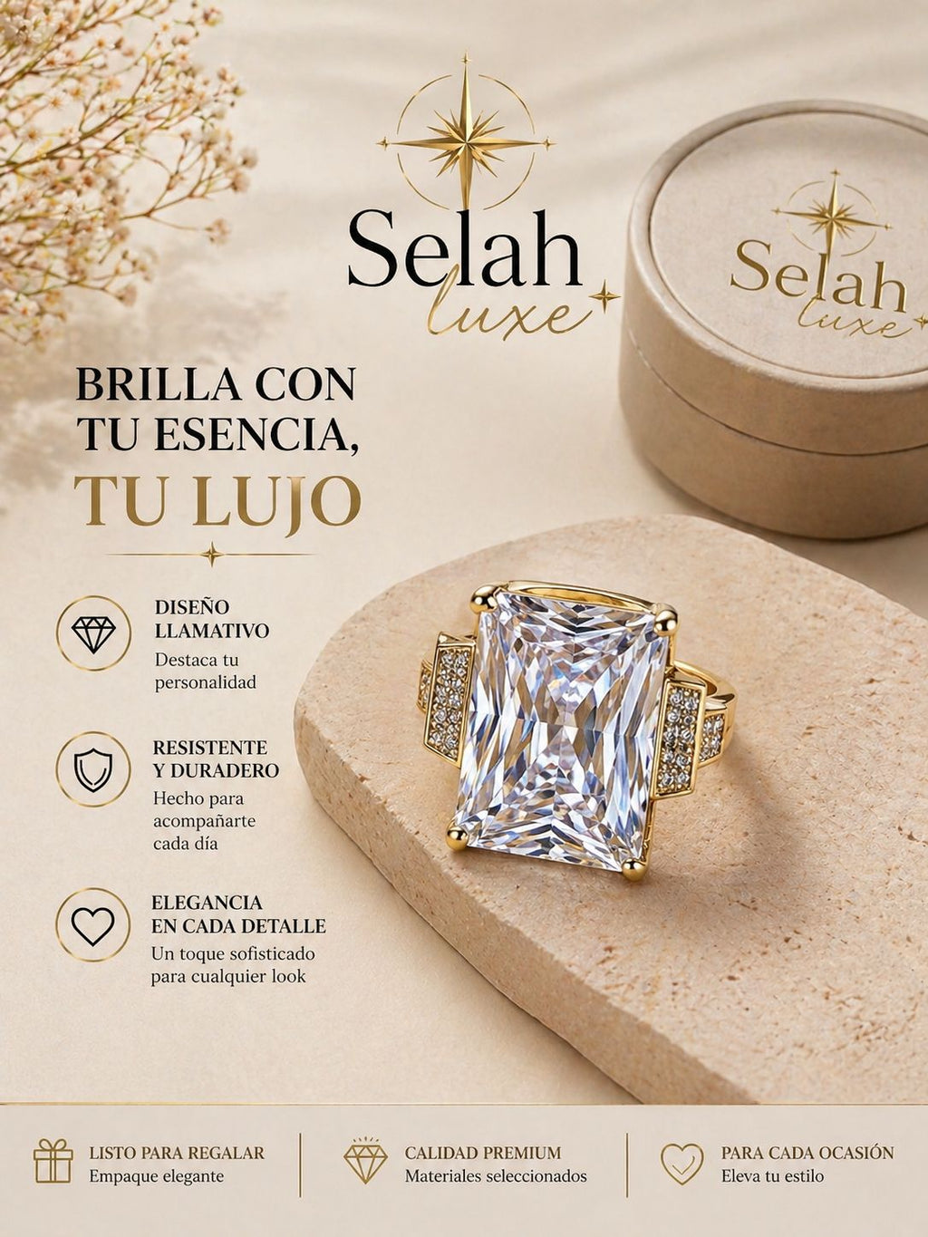 Radiant Emerald Statement Ring - 14k Gold