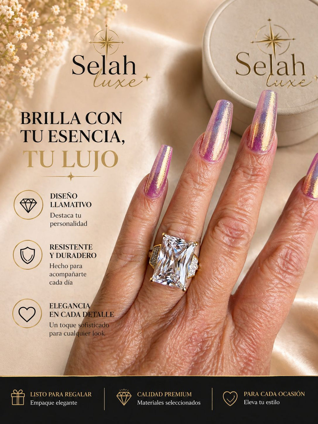 Radiant Emerald Statement Ring - 14k Gold