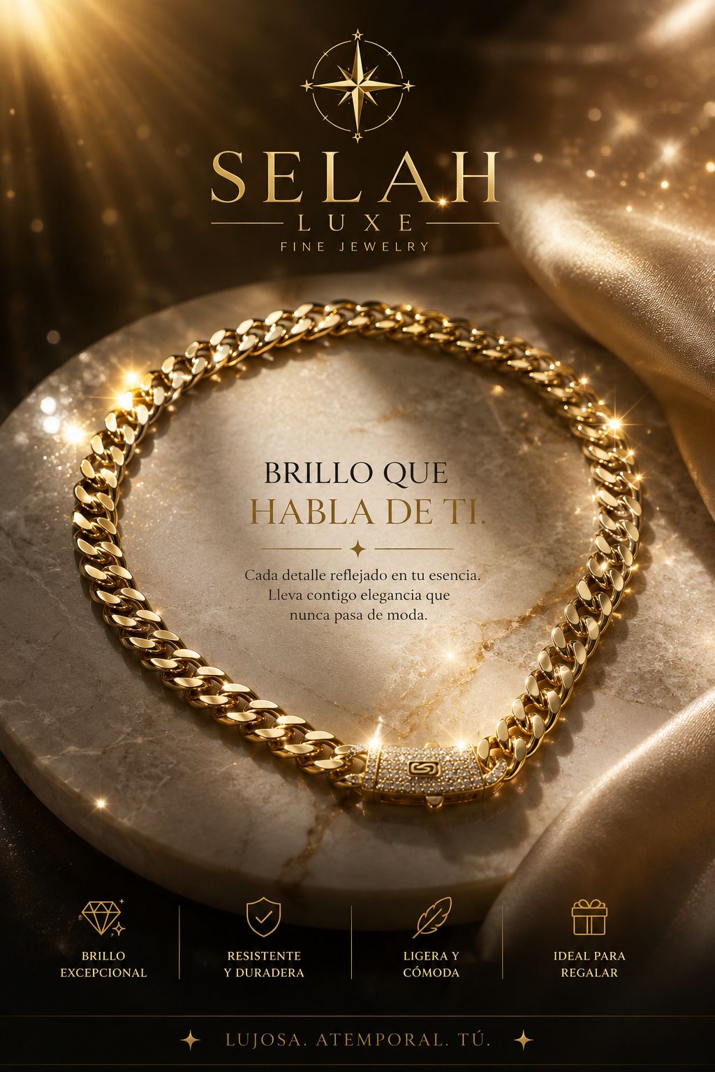 Gold Cuban Chain — Premium Cubic Zirconia Clasp
