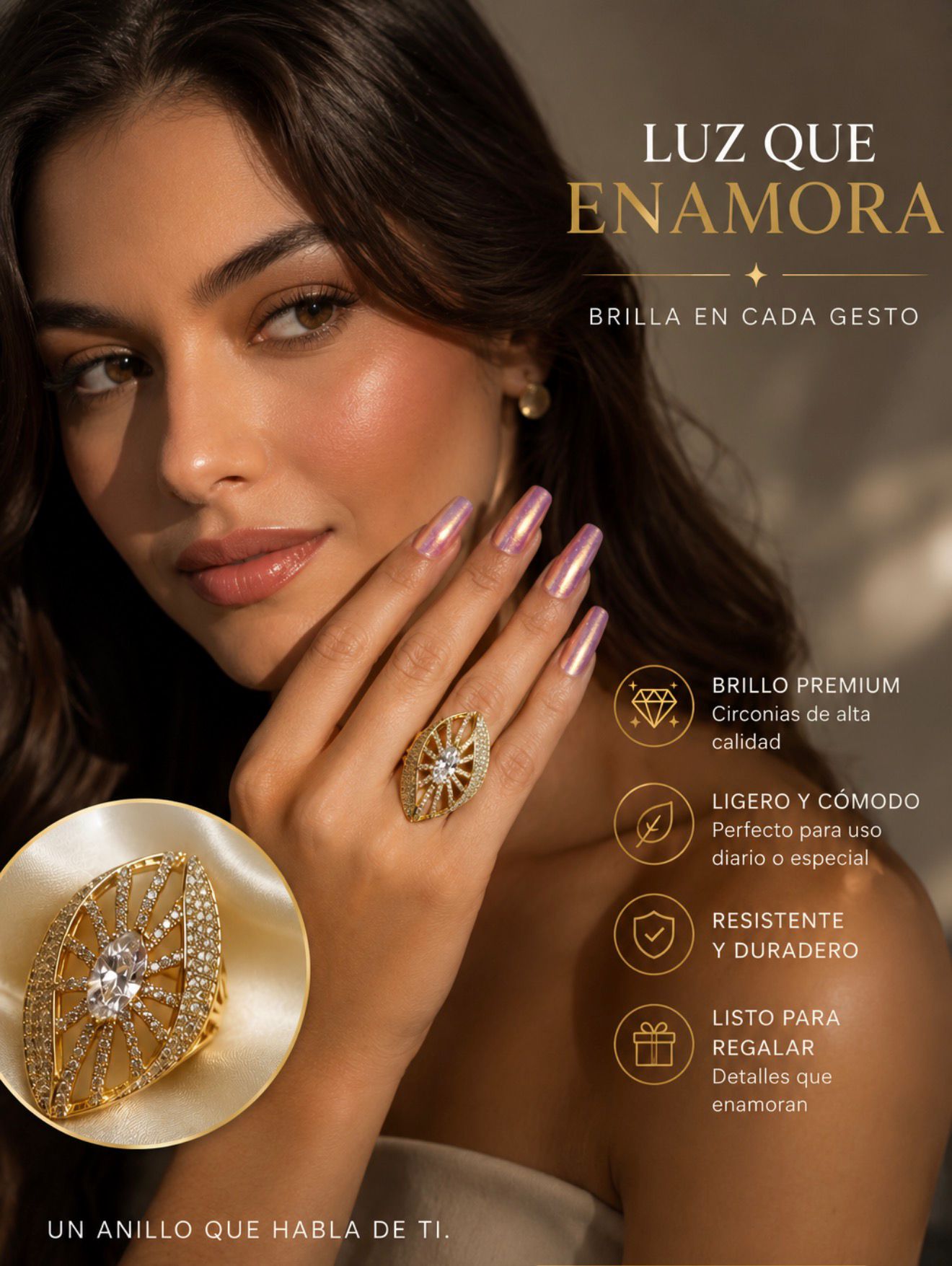 Elegance Light Ring — Premium Gold Cubic Zirconia