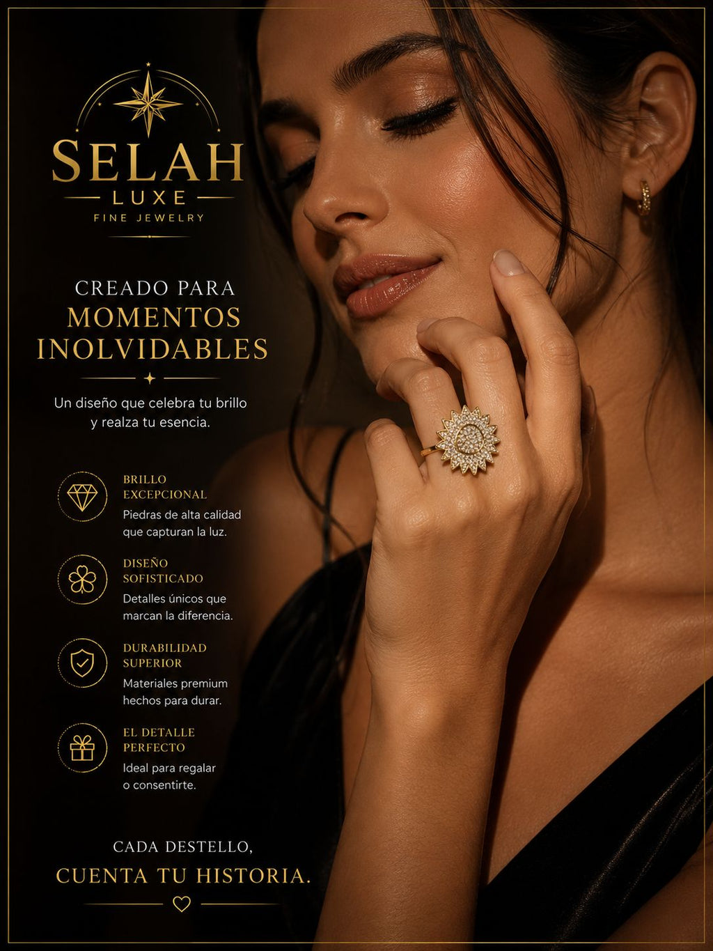 Golden Eye Sun Ring — Premium Zirconia- Gold Plated 14Kt