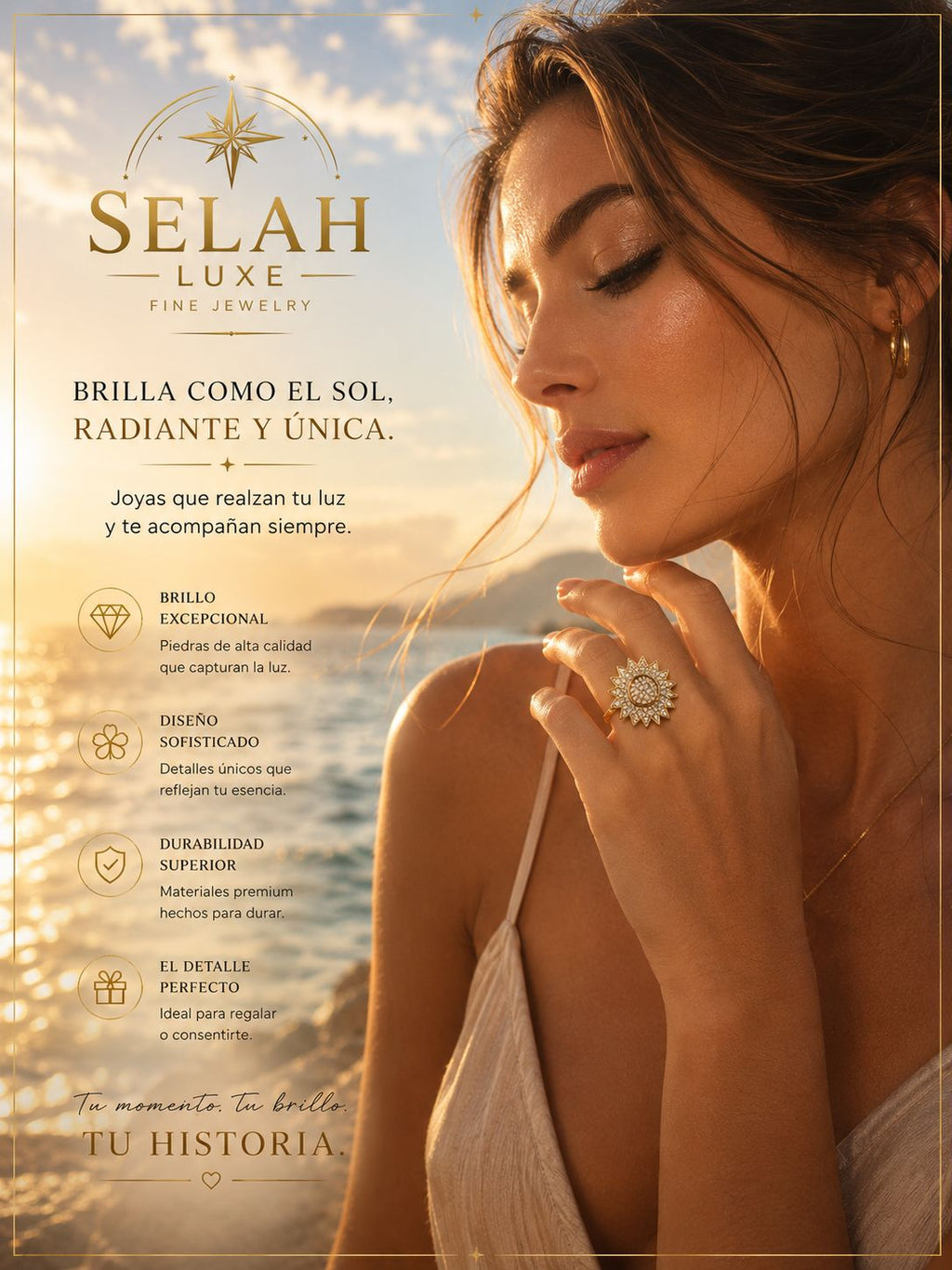 Golden Eye Sun Ring — Premium Zirconia- Gold Plated 14Kt