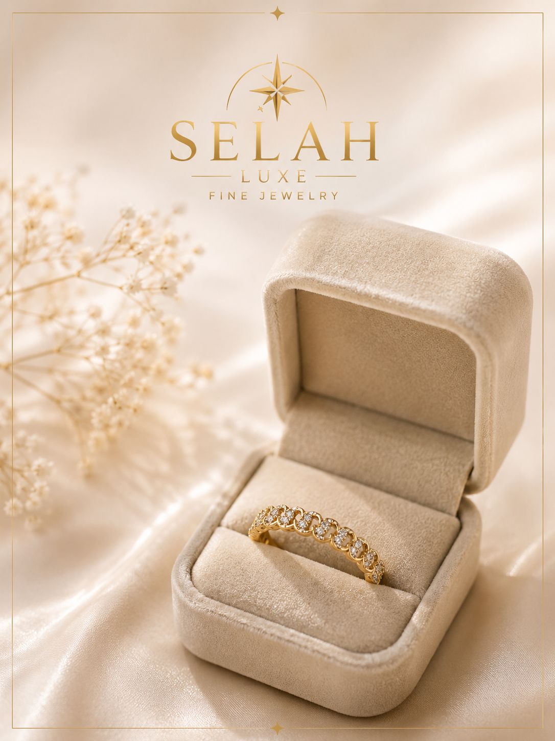 Gold Eternity Band Ring with CZ Stones with Zirconia| Selah Luxe