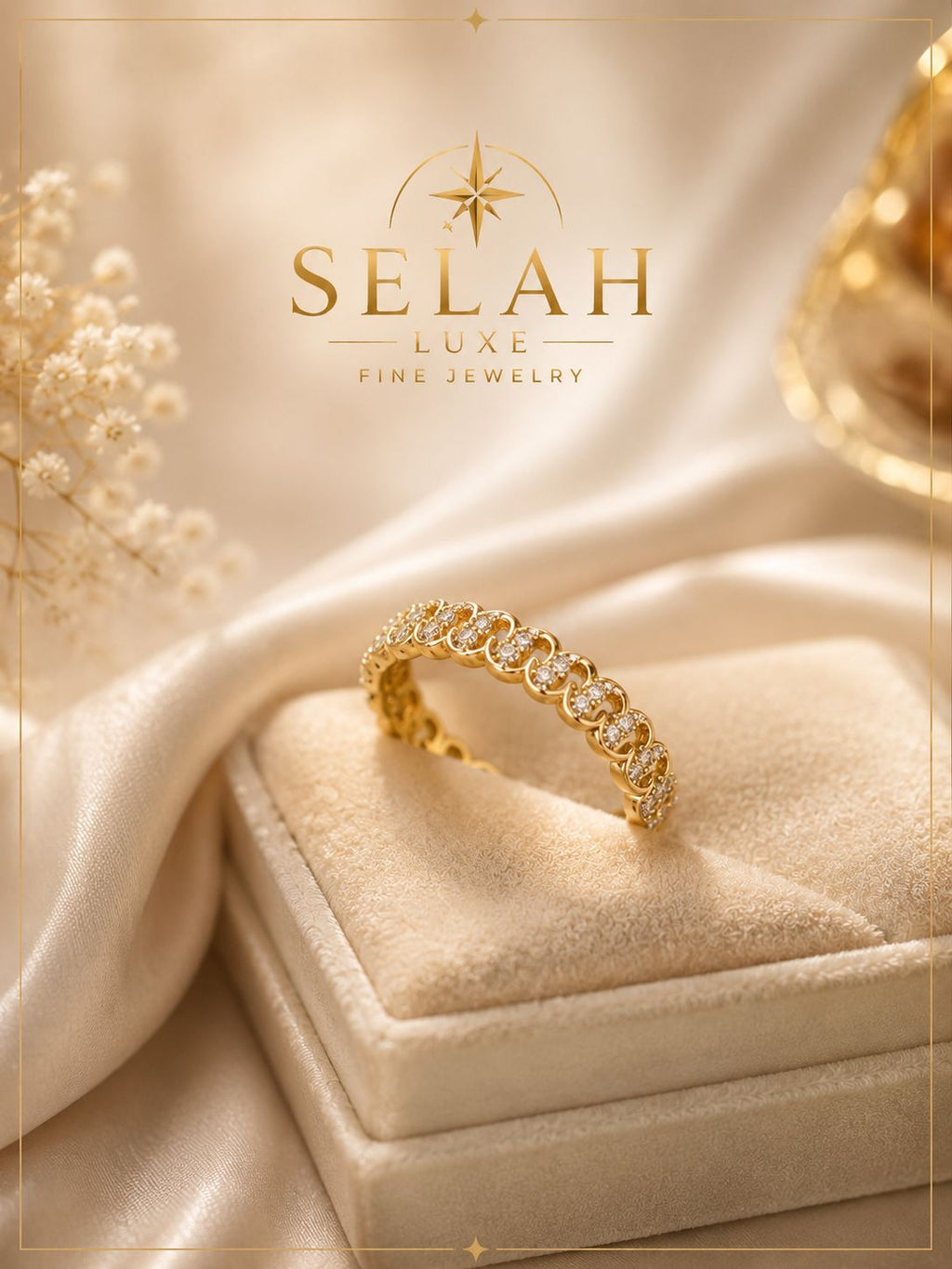 Gold Eternity Band Ring with CZ Stones with Zirconia| Selah Luxe