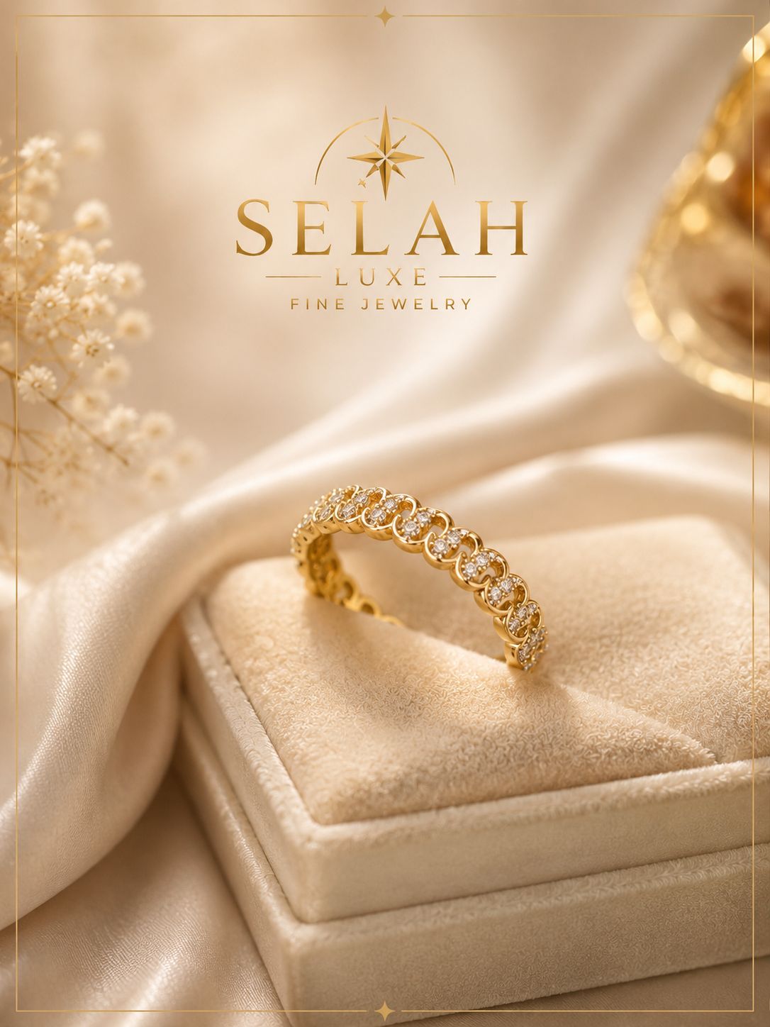 Gold Eternity Band Ring with CZ Stones with Zirconia| Selah Luxe