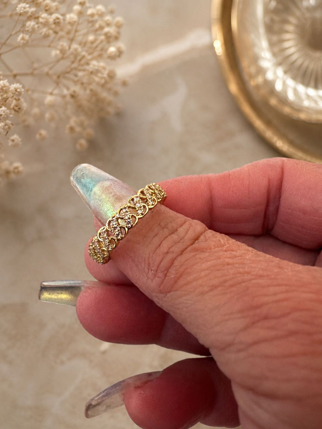 Gold Eternity Band Ring with CZ Stones with Zirconia| Selah Luxe