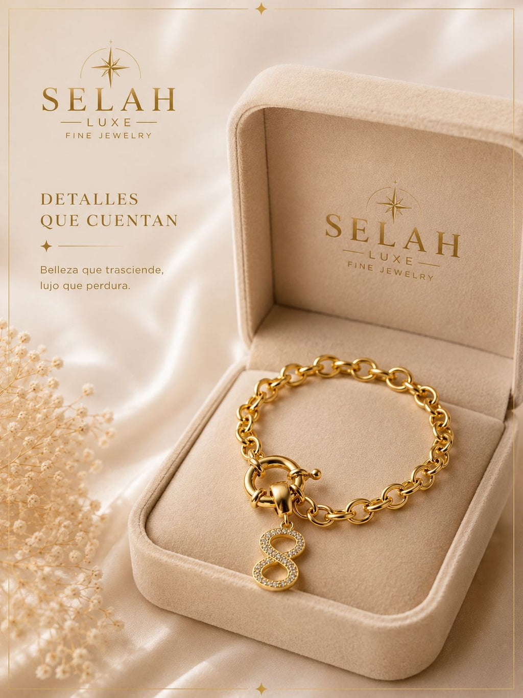 Gold Chain Bracelet with CZ Infinity Charm | Selah Luxe