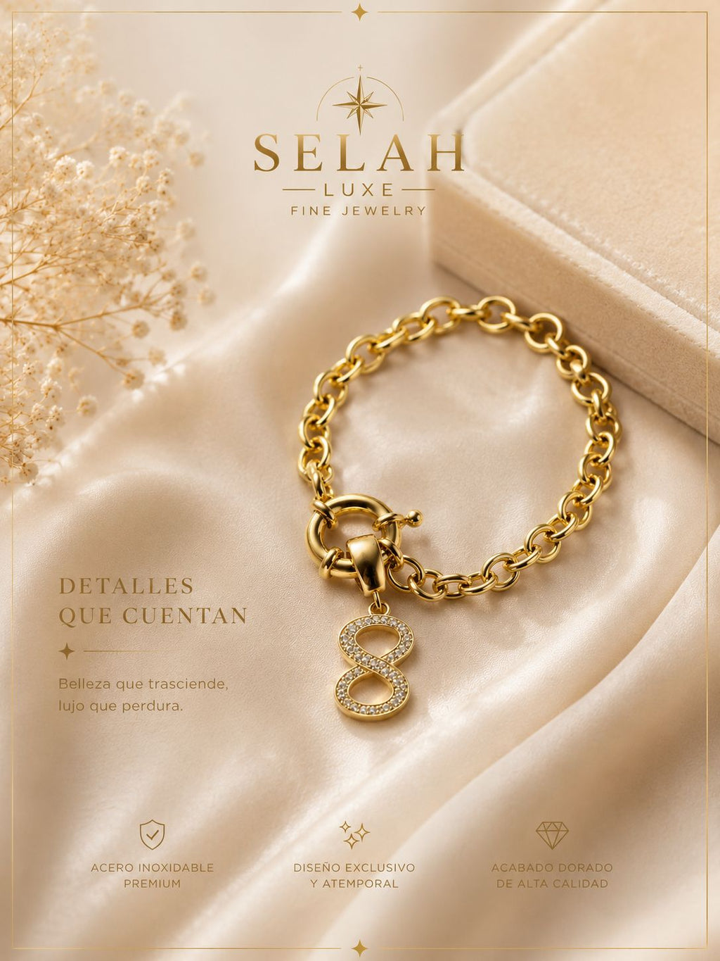 Gold Chain Bracelet with CZ Infinity Charm | Selah Luxe