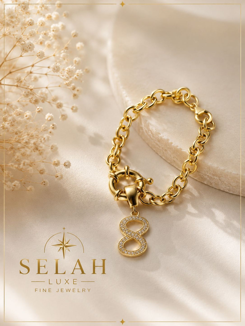 Gold Chain Bracelet with CZ Infinity Charm | Selah Luxe