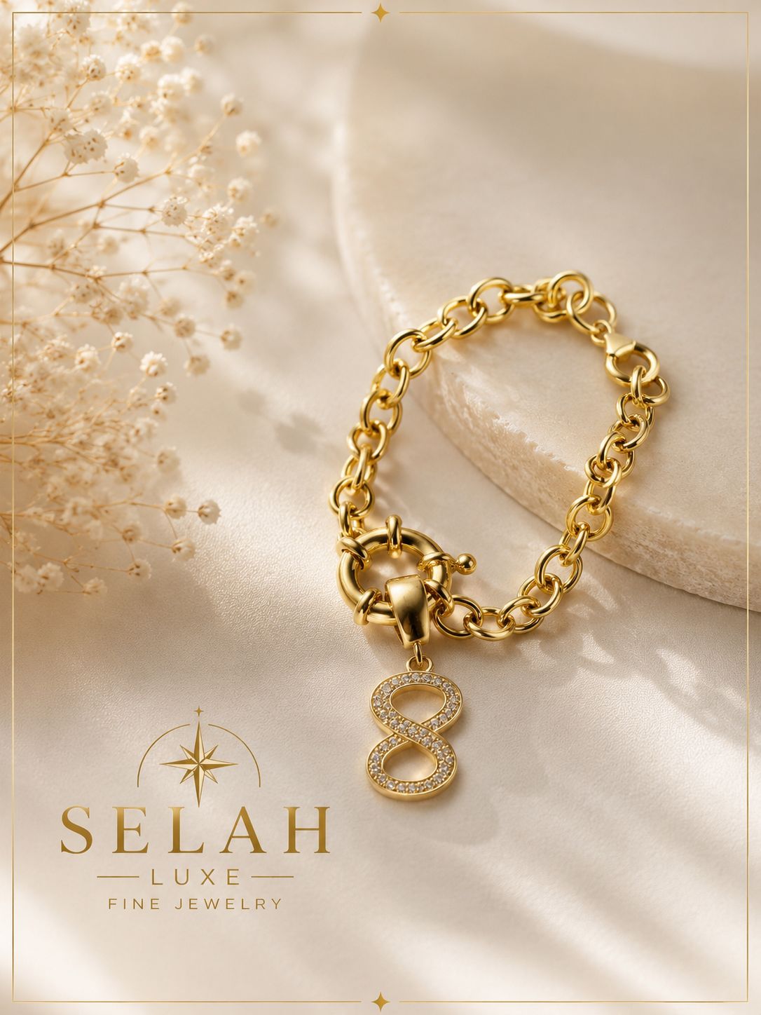 Gold Chain Bracelet with CZ Infinity Charm | Selah Luxe