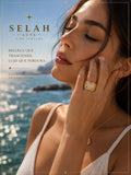Gold Wide Band Heart Ring with Pavé CZ | Selah Luxe