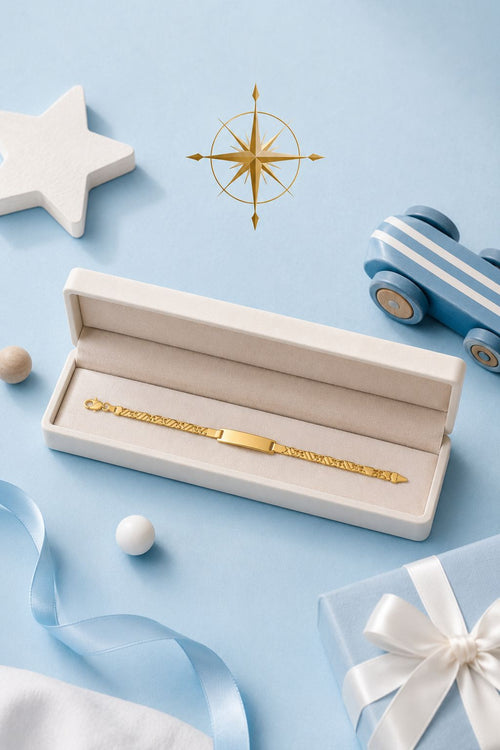 Gold Baby ID Bracelet – Engravable Name Plate | Selah Luxe