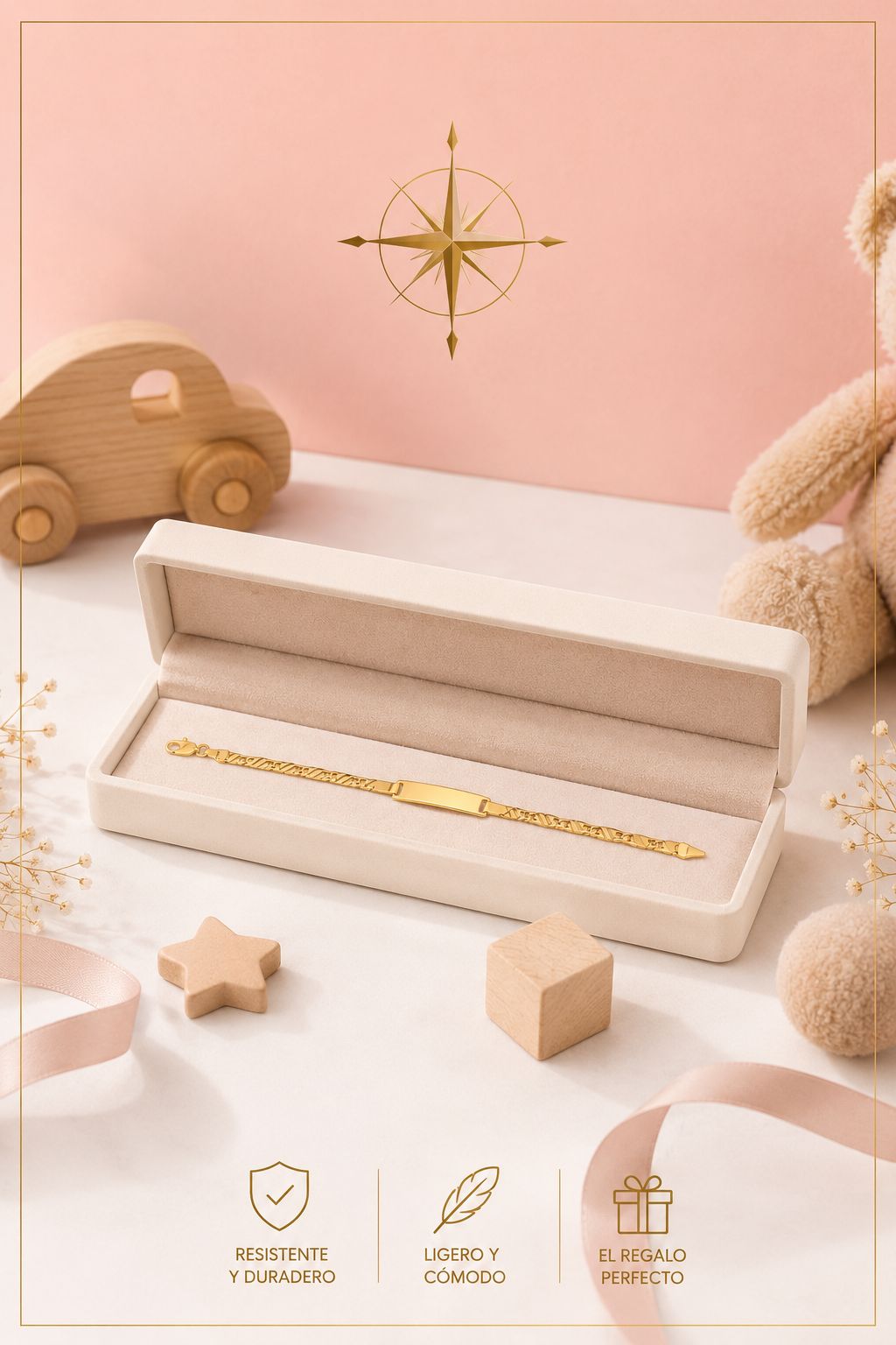 Gold Baby ID Bracelet – Engravable Name Plate | Selah Luxe