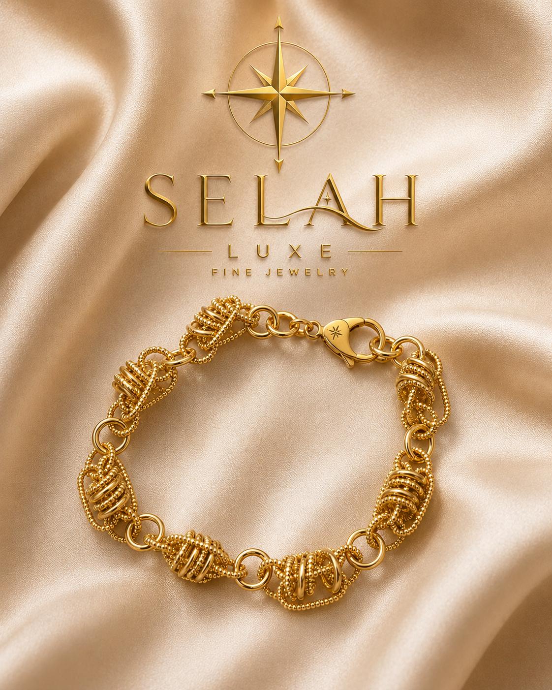 Gold Twisted Link Statement Bracelet | Selah Luxe