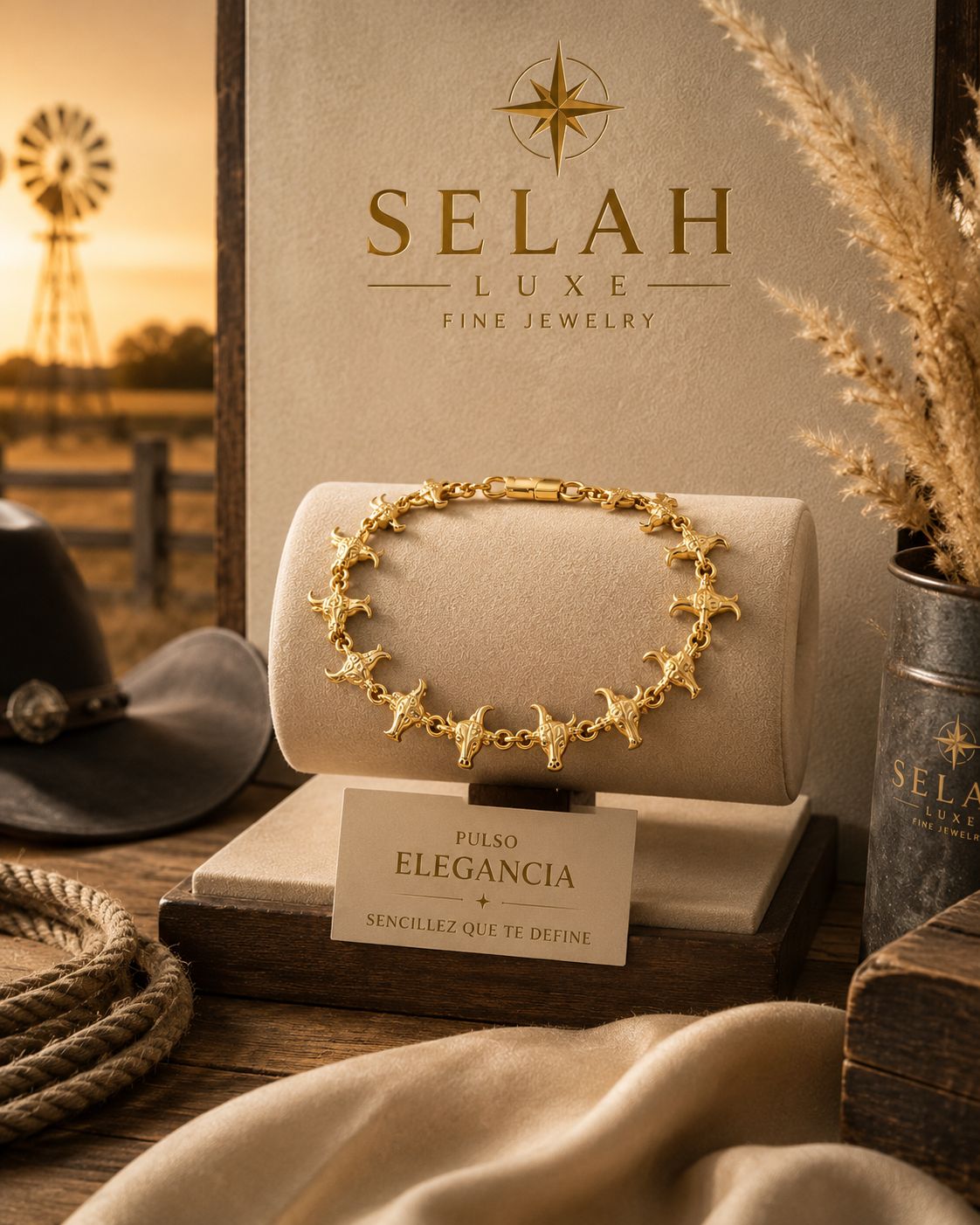 Selah Luxe / Elegance Gold-Filled Bull Head Charm Bracelet