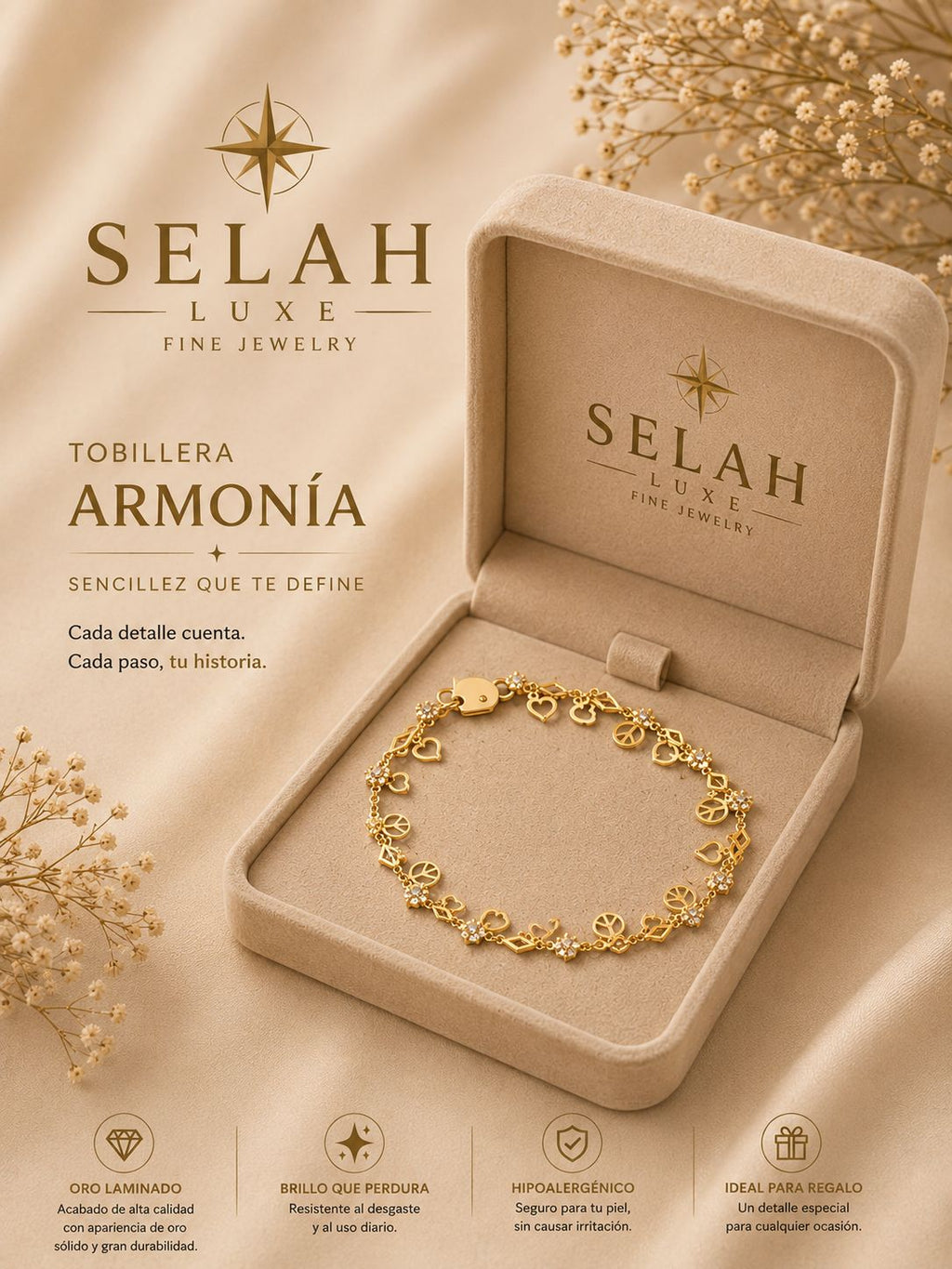 Selah Luxe / Harmony Gold-Plated Symbolic Charm Anklet
