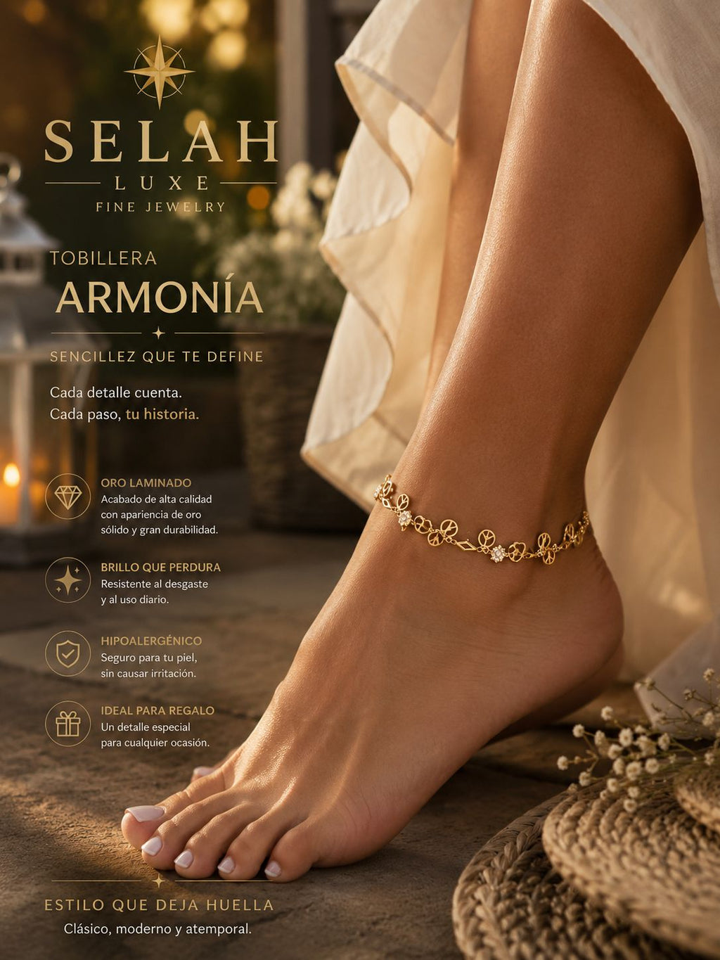 Selah Luxe / Harmony Gold-Plated Symbolic Charm Anklet