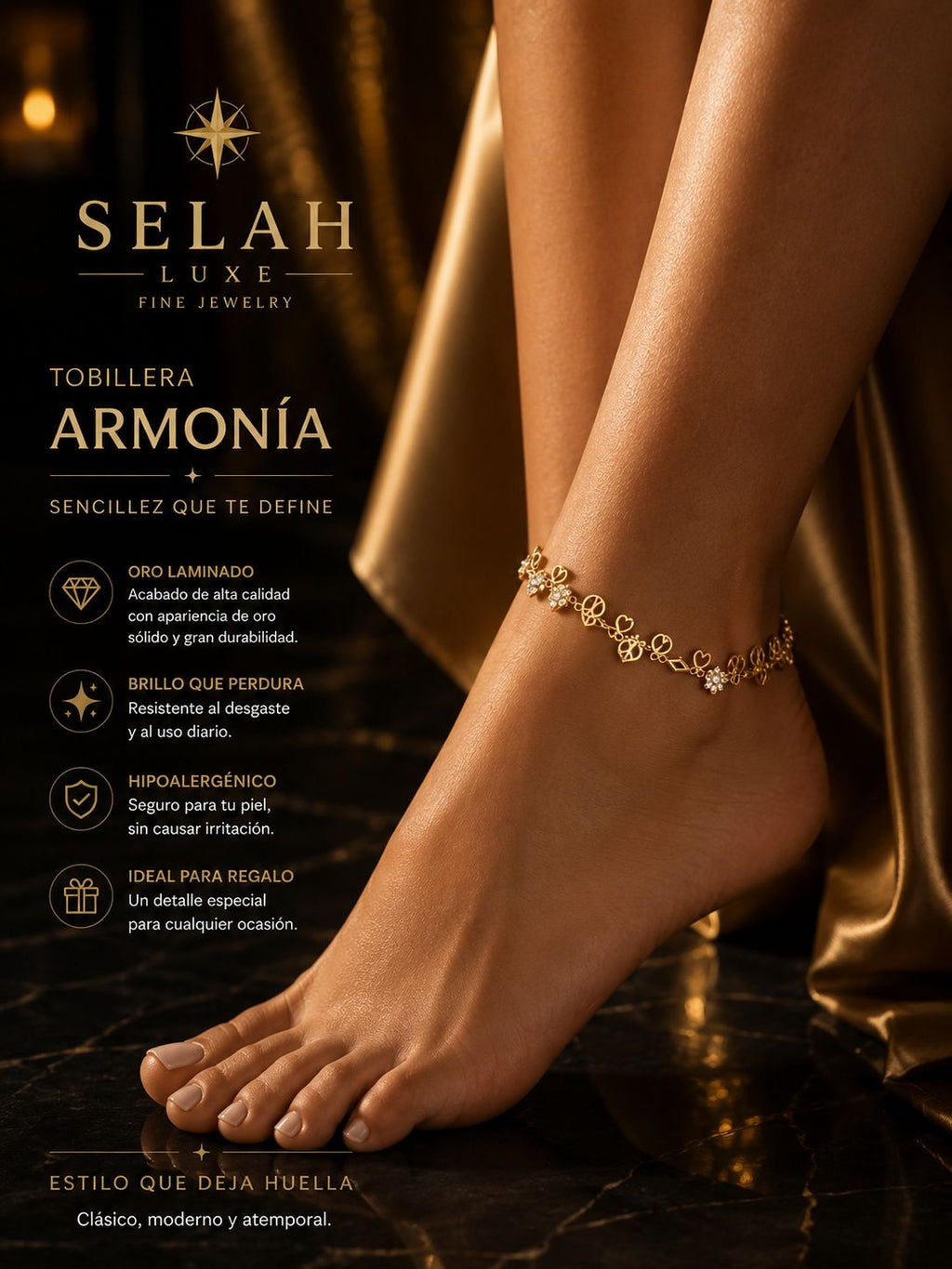 Selah Luxe / Harmony Gold-Plated Symbolic Charm Anklet