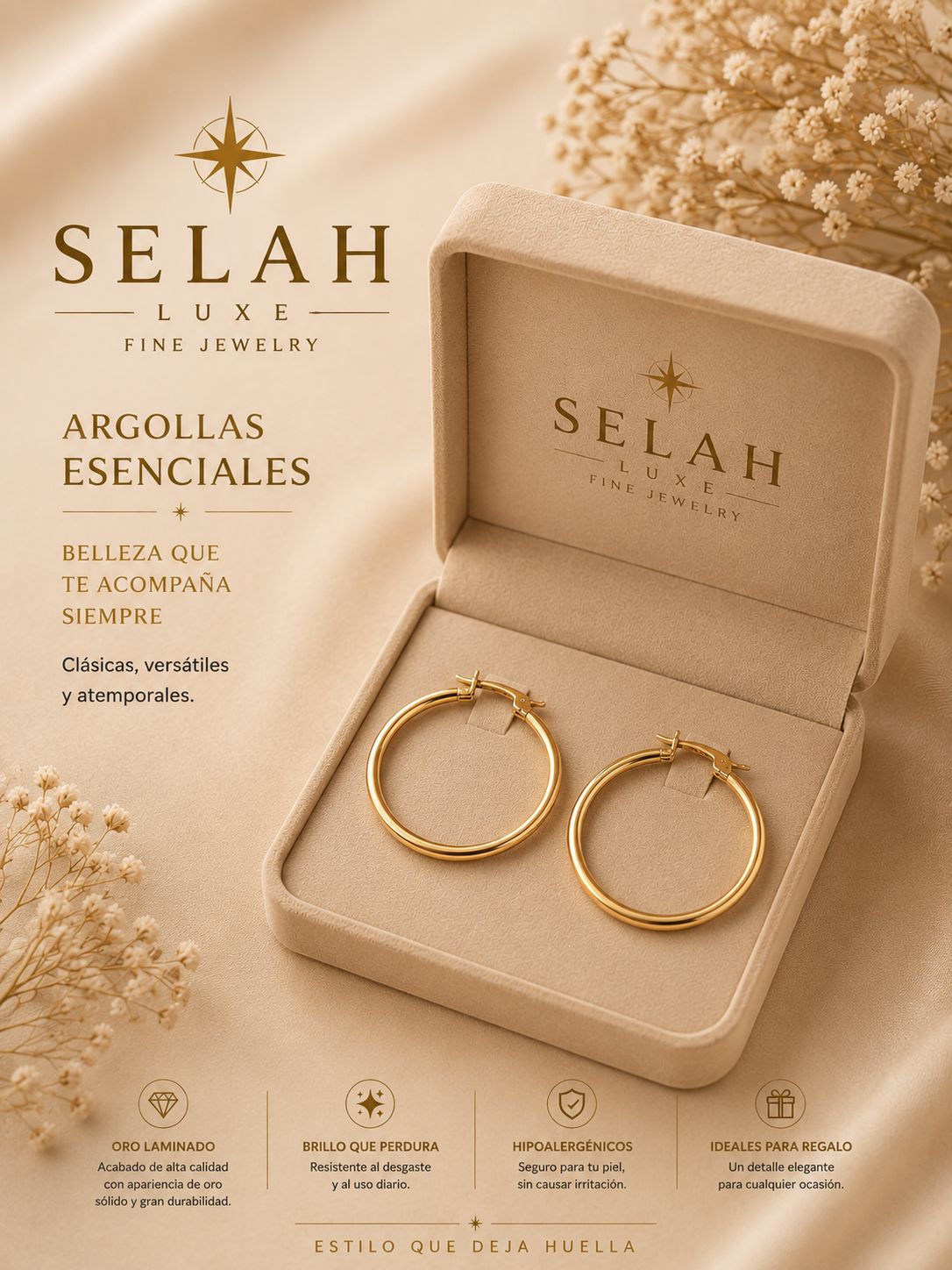 Selah Luxe / Essential Gold-Plated Hoop Earrings