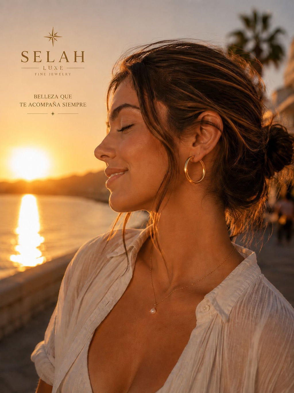 Selah Luxe / Medium Gold-Plated Hoop Earrings