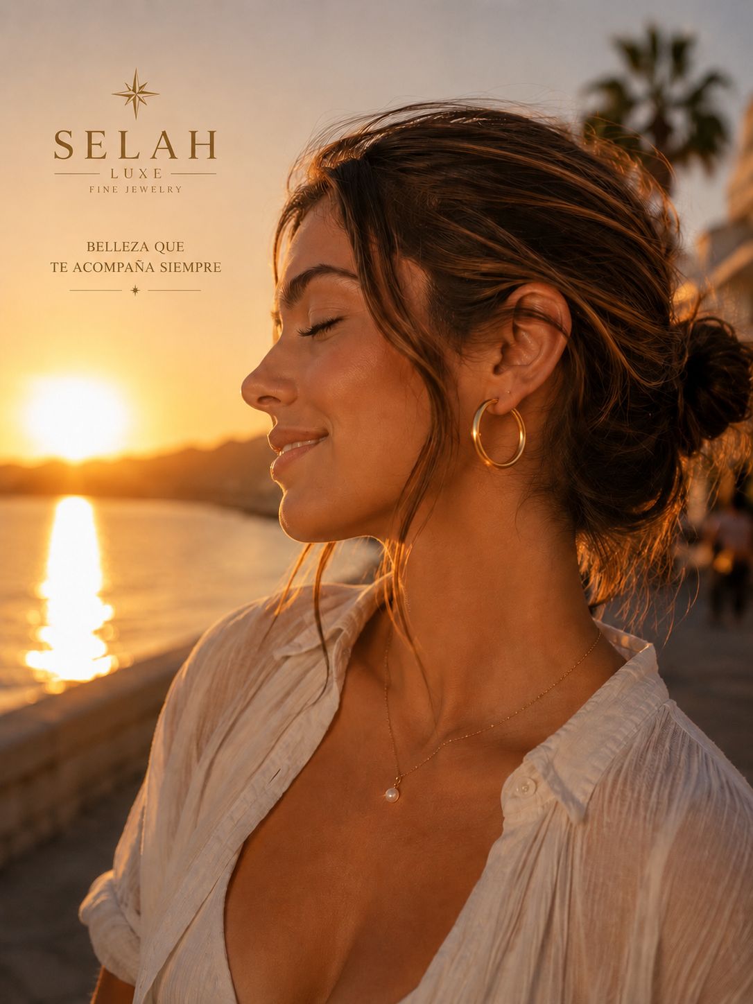 Selah Luxe / Medium Gold-Plated Hoop Earrings
