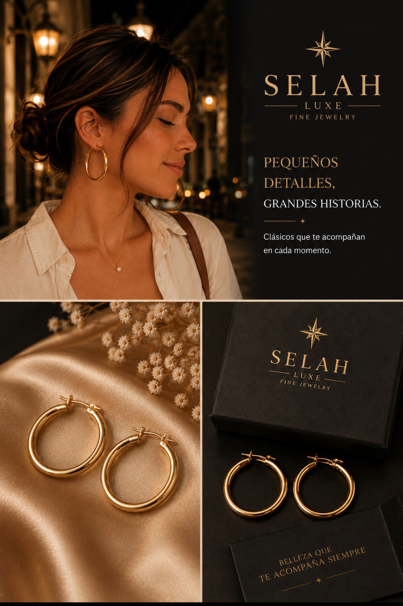 Selah Luxe / Medium Gold-Plated Hoop Earrings