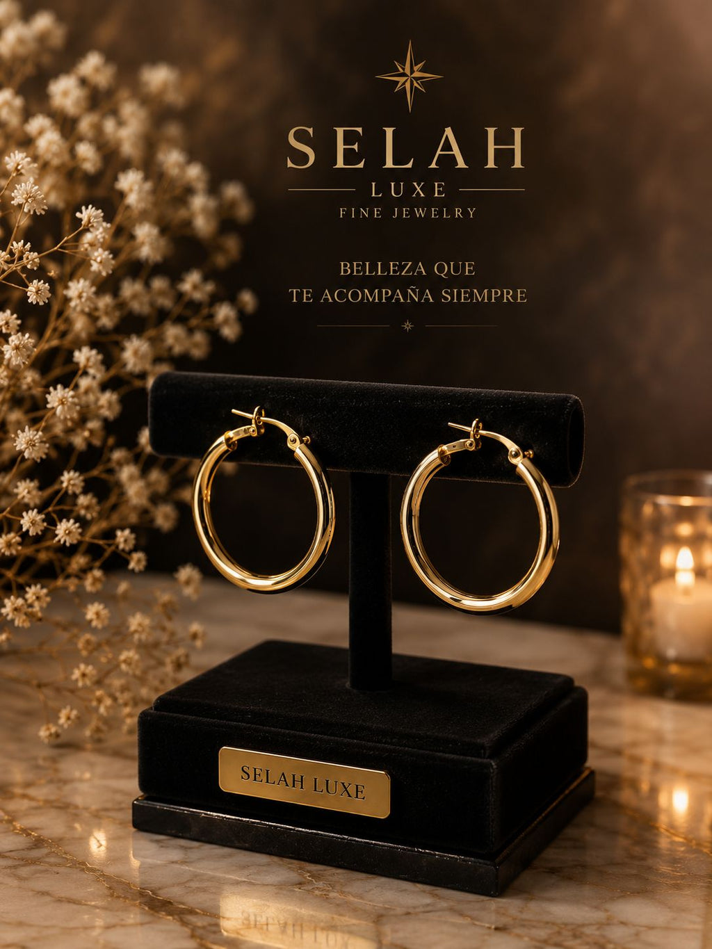 Selah Luxe / Medium Gold-Plated Hoop Earrings
