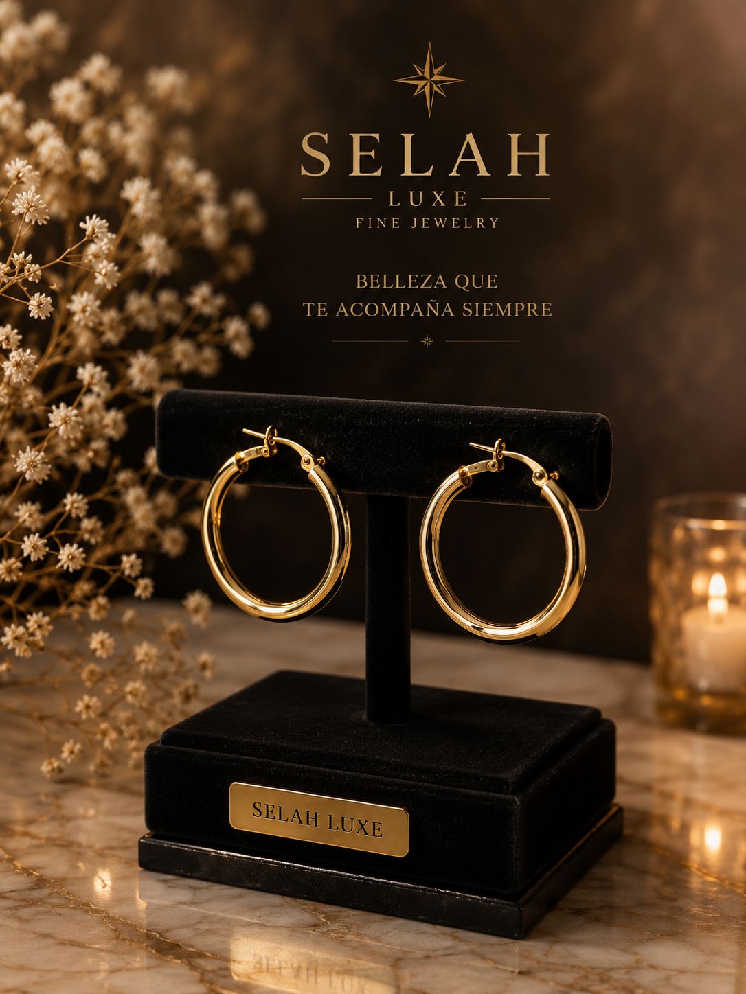 Selah Luxe / Medium Gold-Plated Hoop Earrings