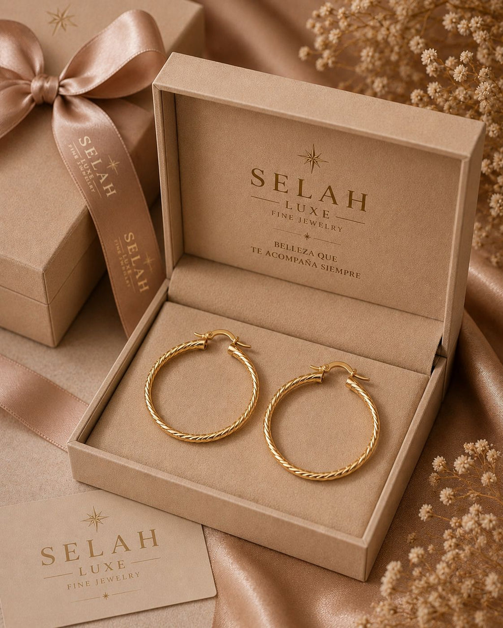 Selah Luxe / Twisted Gold-Plated Chunky Hoop Earrings – Large