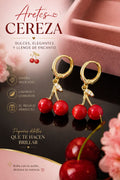 Selah Luxe / Cherry Charm Gold-Plated Hoop Drop Earrings