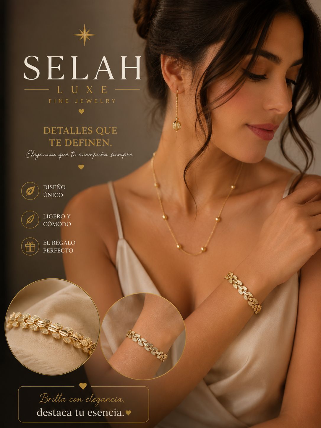 Selah Luxe / Gold-Plated Laurel Leaf Link Bracelet