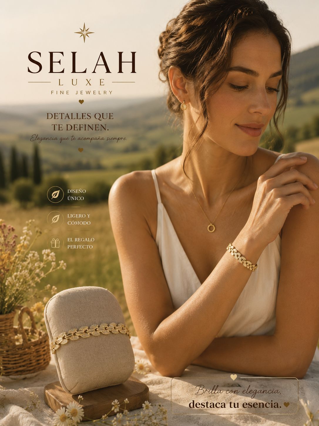Selah Luxe / Gold-Plated Laurel Leaf Link Bracelet