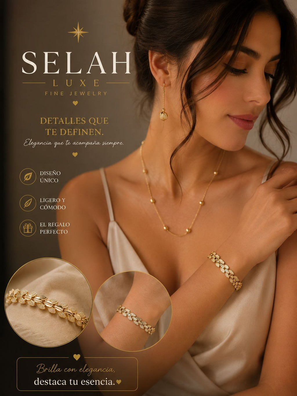Selah Luxe / Gold-Plated Laurel Leaf Link Bracelet