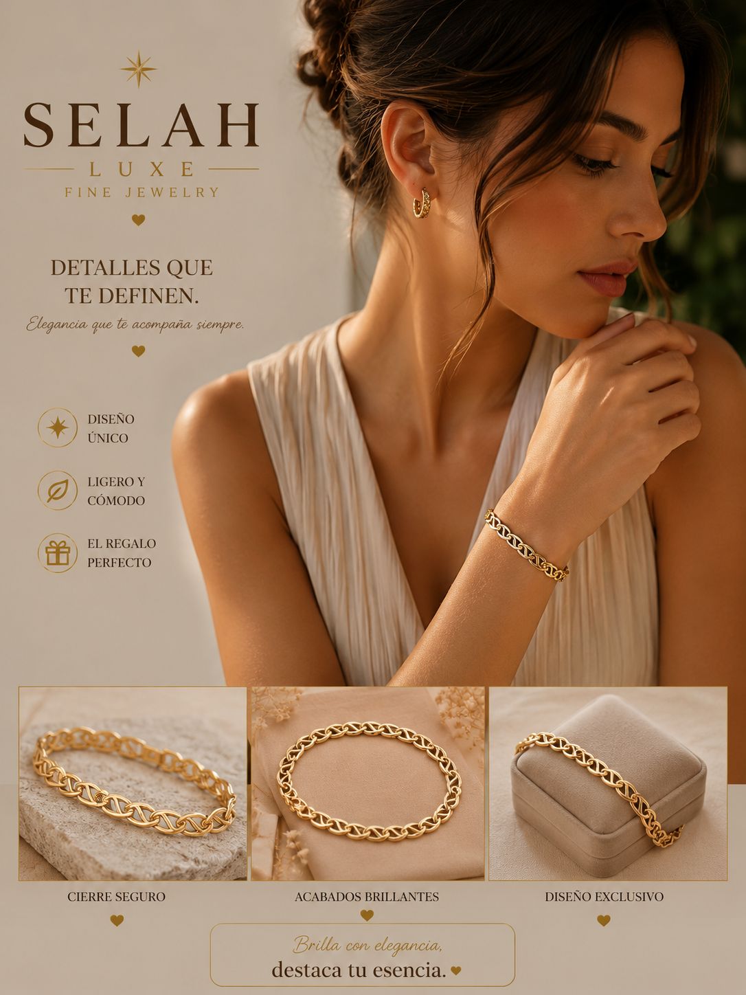 Selah Luxe / Gold-Plated Oval Link Chain Bracelet
