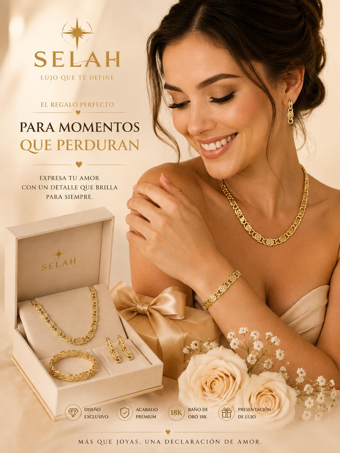 Selah Luxe / 14K Gold-Plated S-Link Chain, Bracelet & Hoop Earrings Exclusive Set