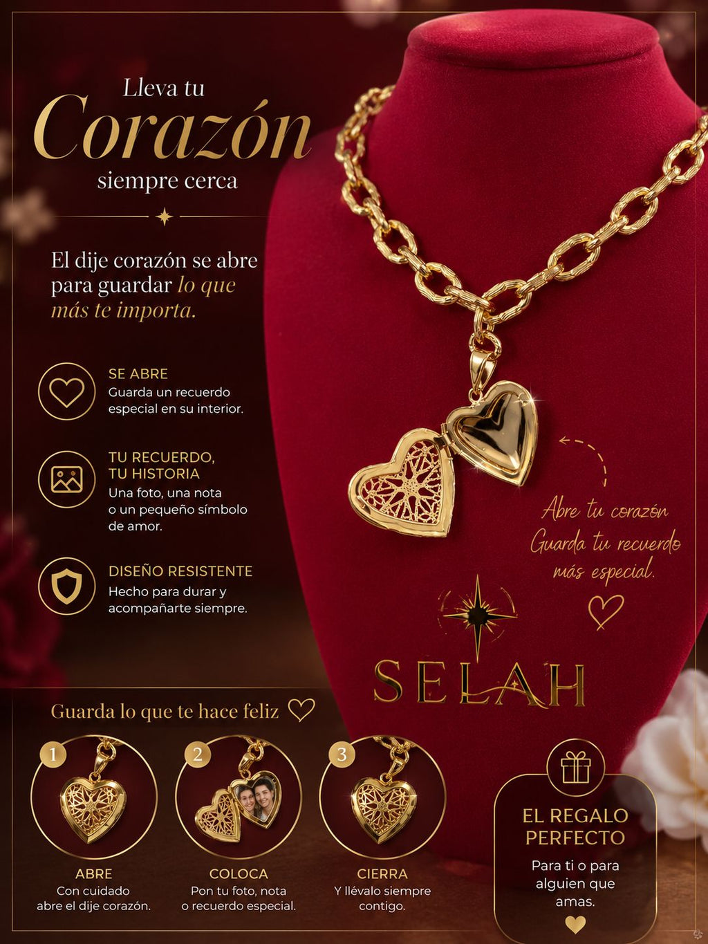Heart Locket Chain Necklace — Opens to Hold a Photo | SELAH LUXE