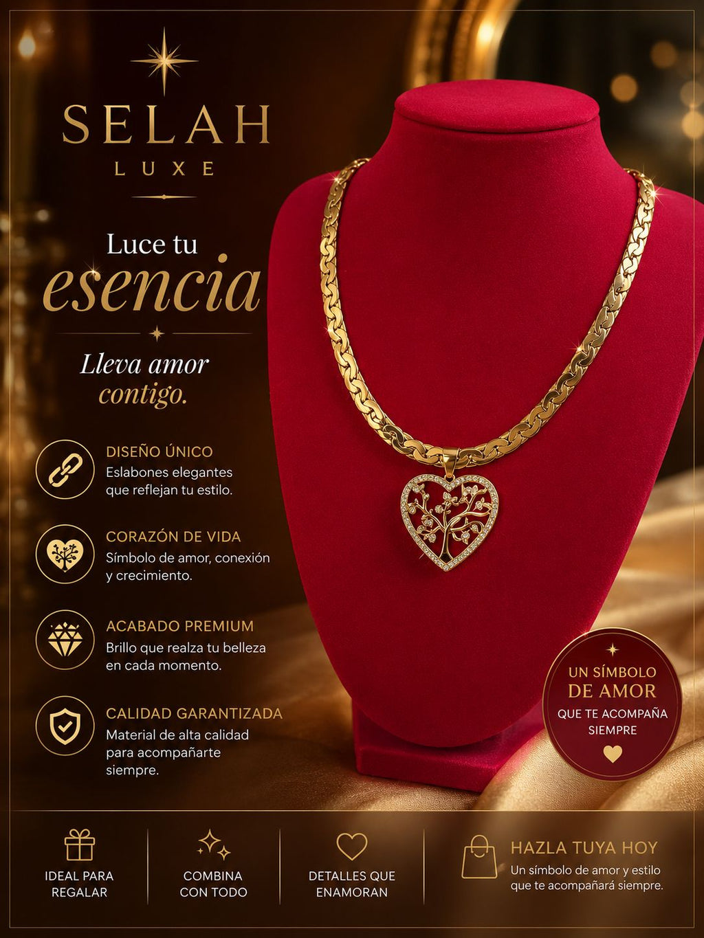 Tree of Life Heart Necklace — Crystal Pendant | SELAH LUXE