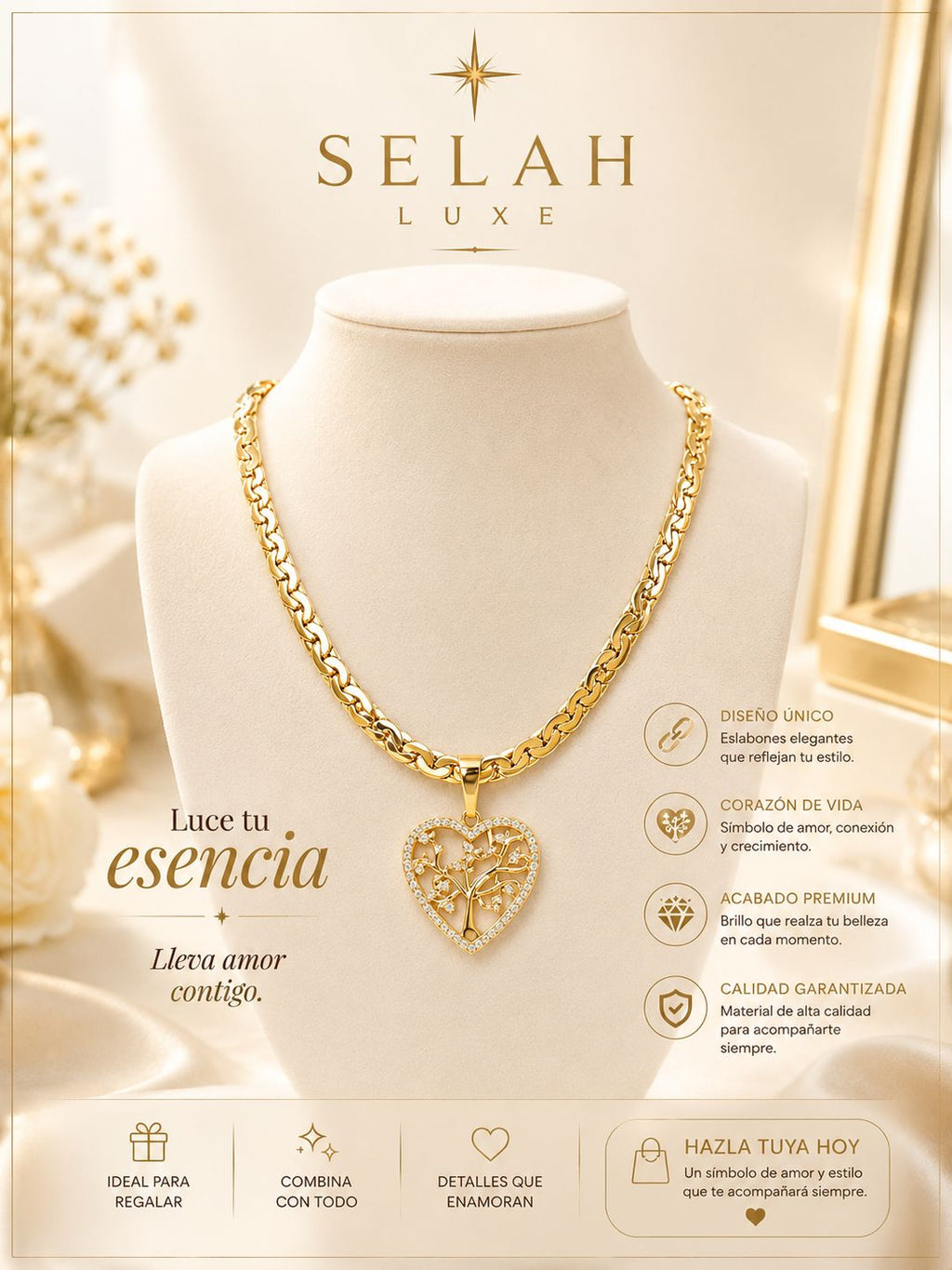 Tree of Life Heart Necklace — Crystal Pendant | SELAH LUXE