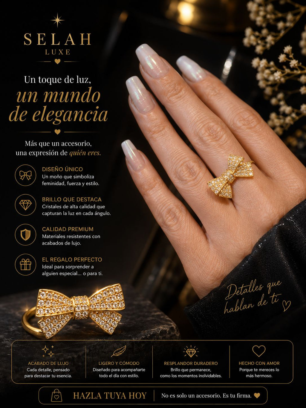 Cubic Zirconia Bow Ring — Sparkling Statement Ring | SELAH LUXE