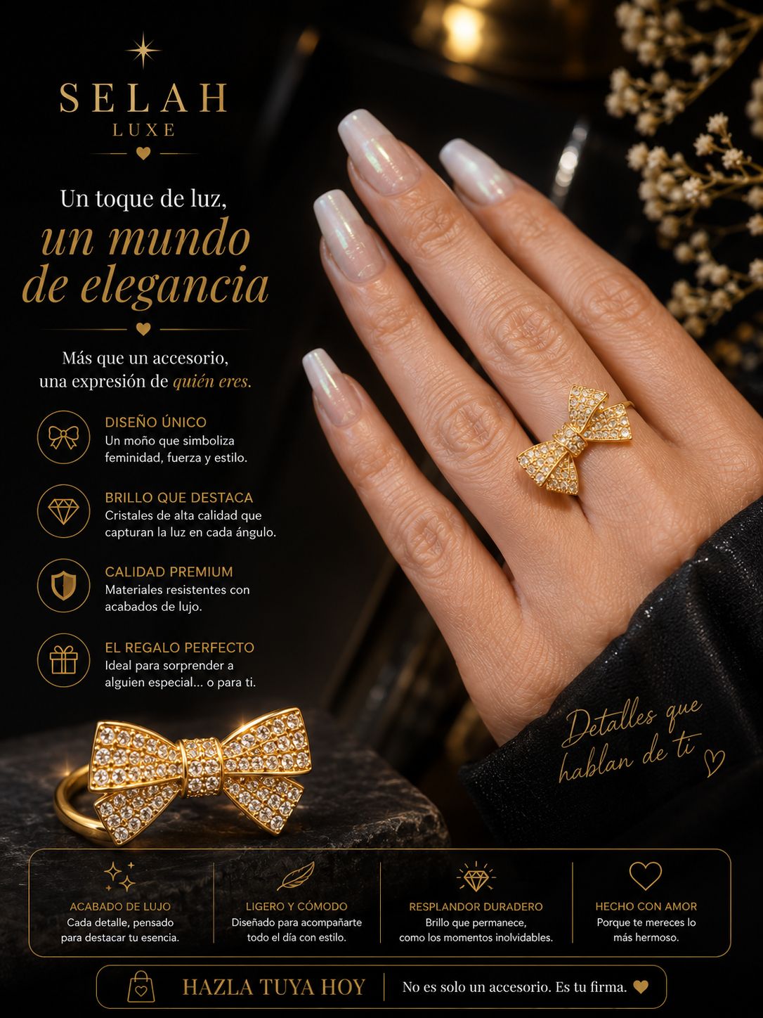 Cubic Zirconia Bow Ring — Sparkling Statement Ring | SELAH LUXE