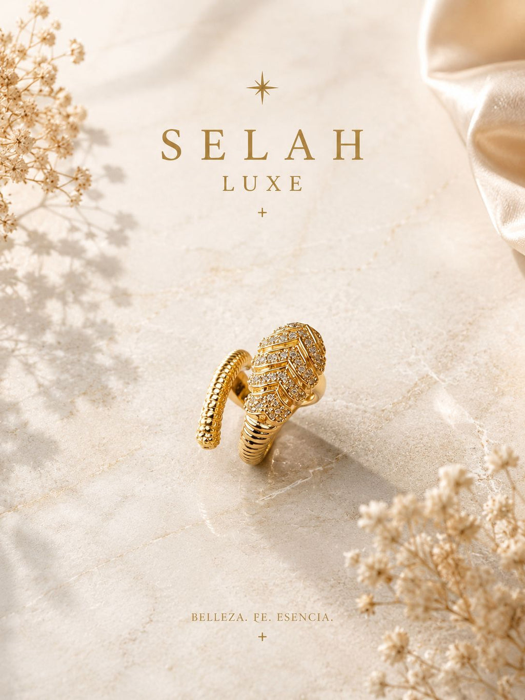 Gold Wrap Ring — Pavé Cubic Zirconia Statement | SELAH LUXE