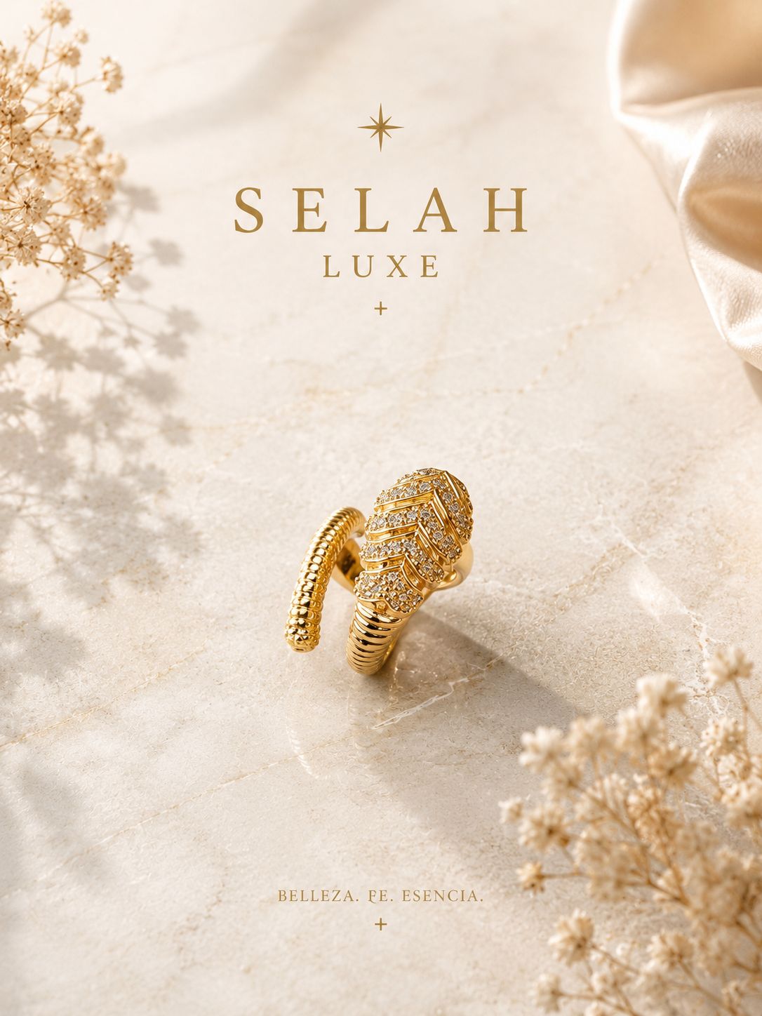 Gold Wrap Ring — Pavé Cubic Zirconia Statement | SELAH LUXE