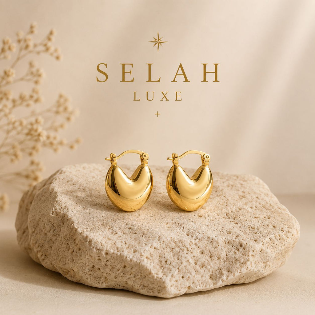 Chunky Gold Dome Hoop Earrings | SELAH LUXE