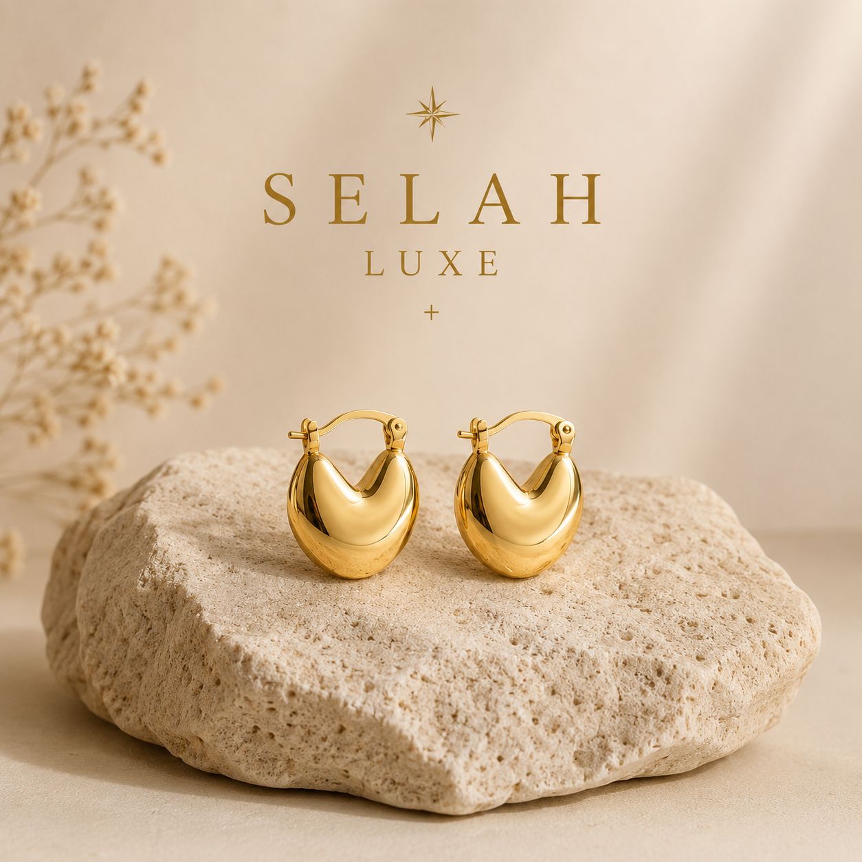 Chunky Gold Dome Hoop Earrings | SELAH LUXE